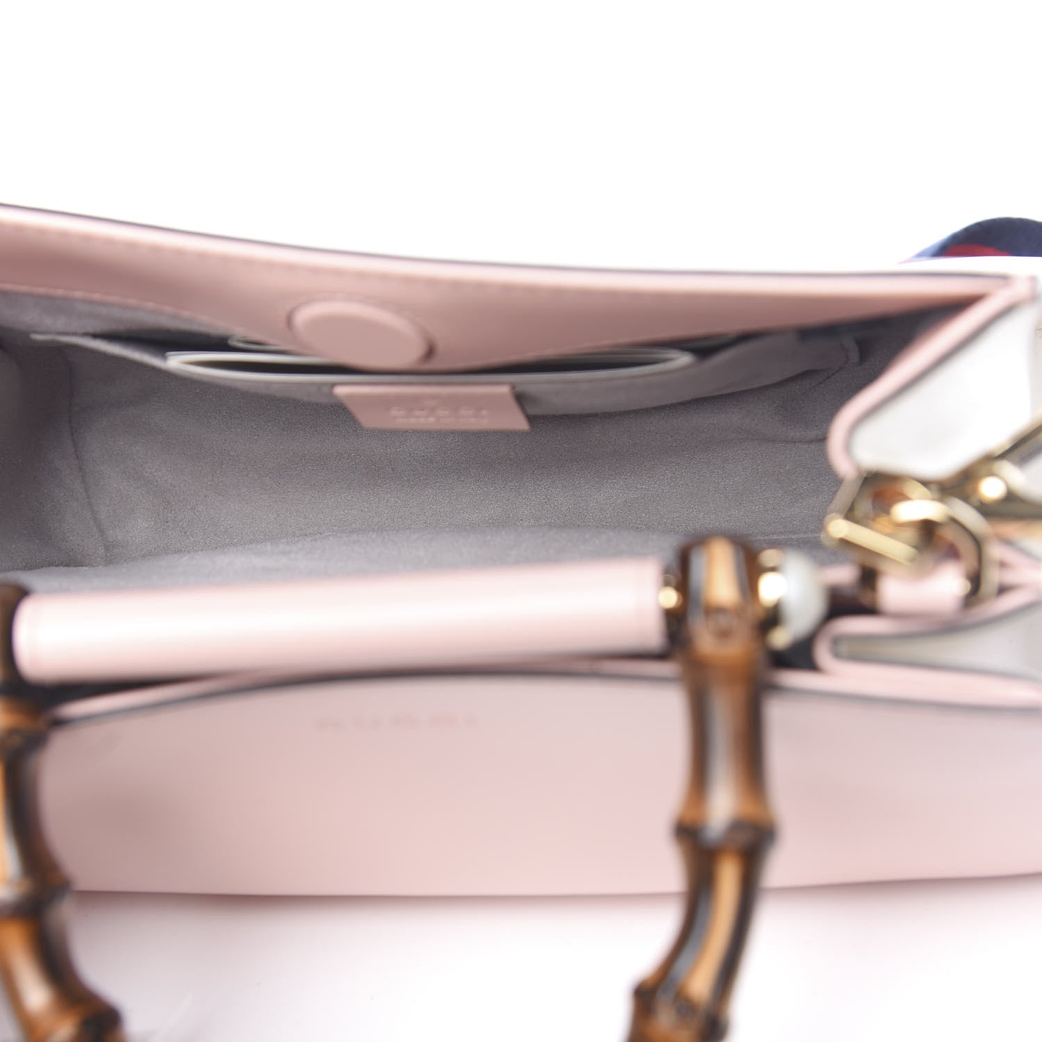 Gucci Nappa Bamboo Web Mini Nymphaea Top Handle Bag Perfect Pink Mystic White 6 of 11