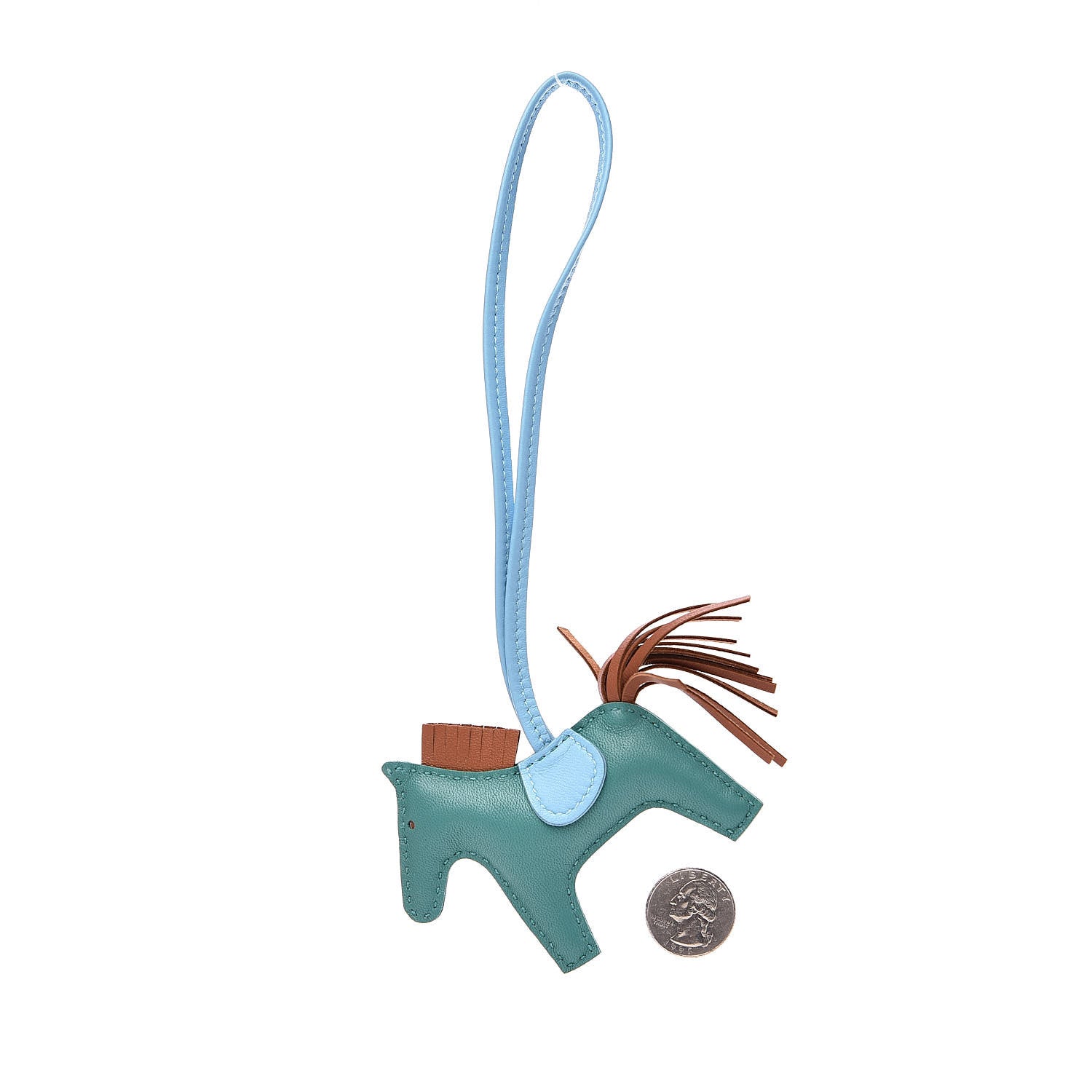 Hermes Milo Lambskin Grigri Rodeo Horse Bag Charm PM Vert Verone Gold Celeste 2 of 4