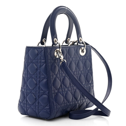 Christian Dior Lambskin Cannage Medium Lady Dior Blue 3 of 12