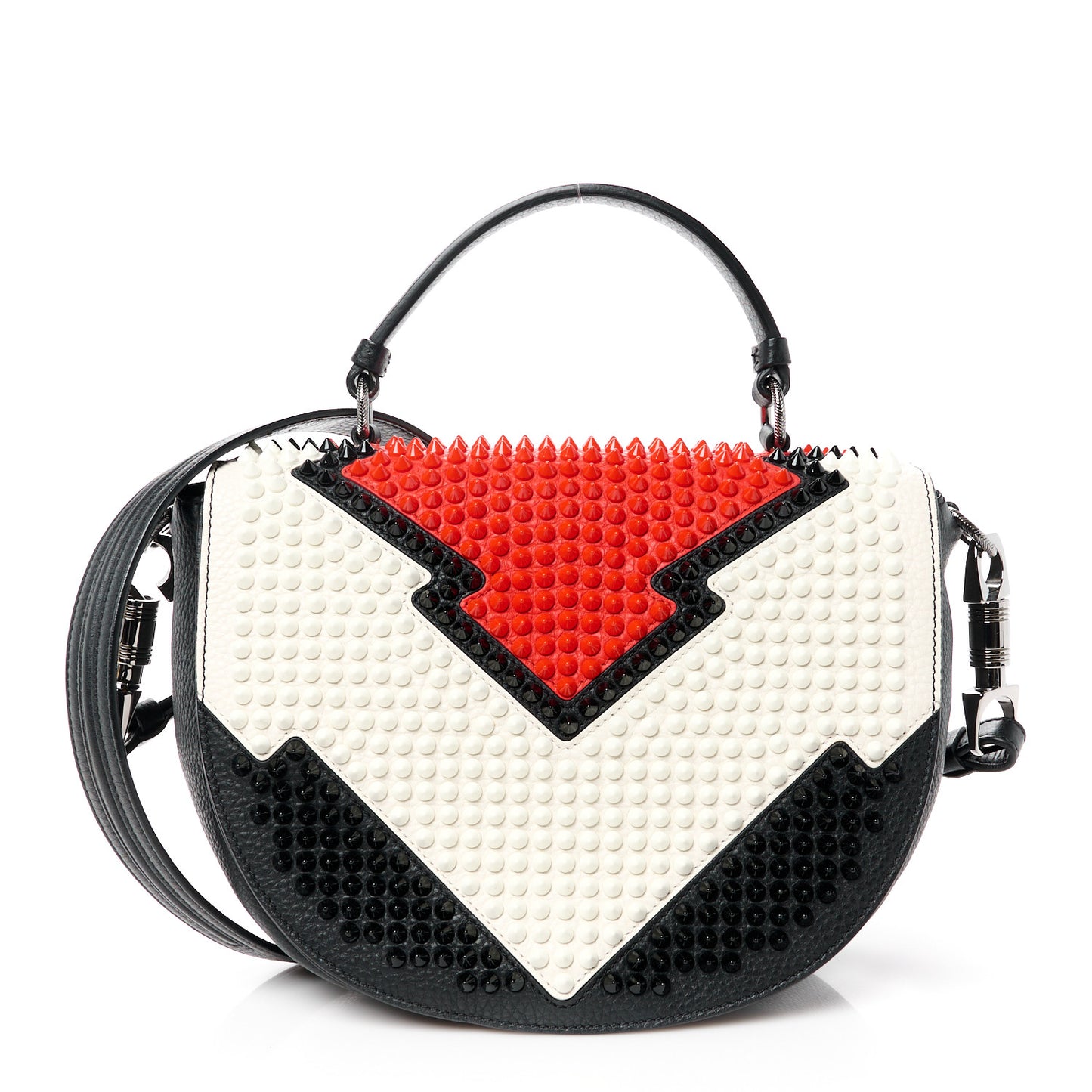 Calfskin Spikes Panettone Messenger Black Multicolor