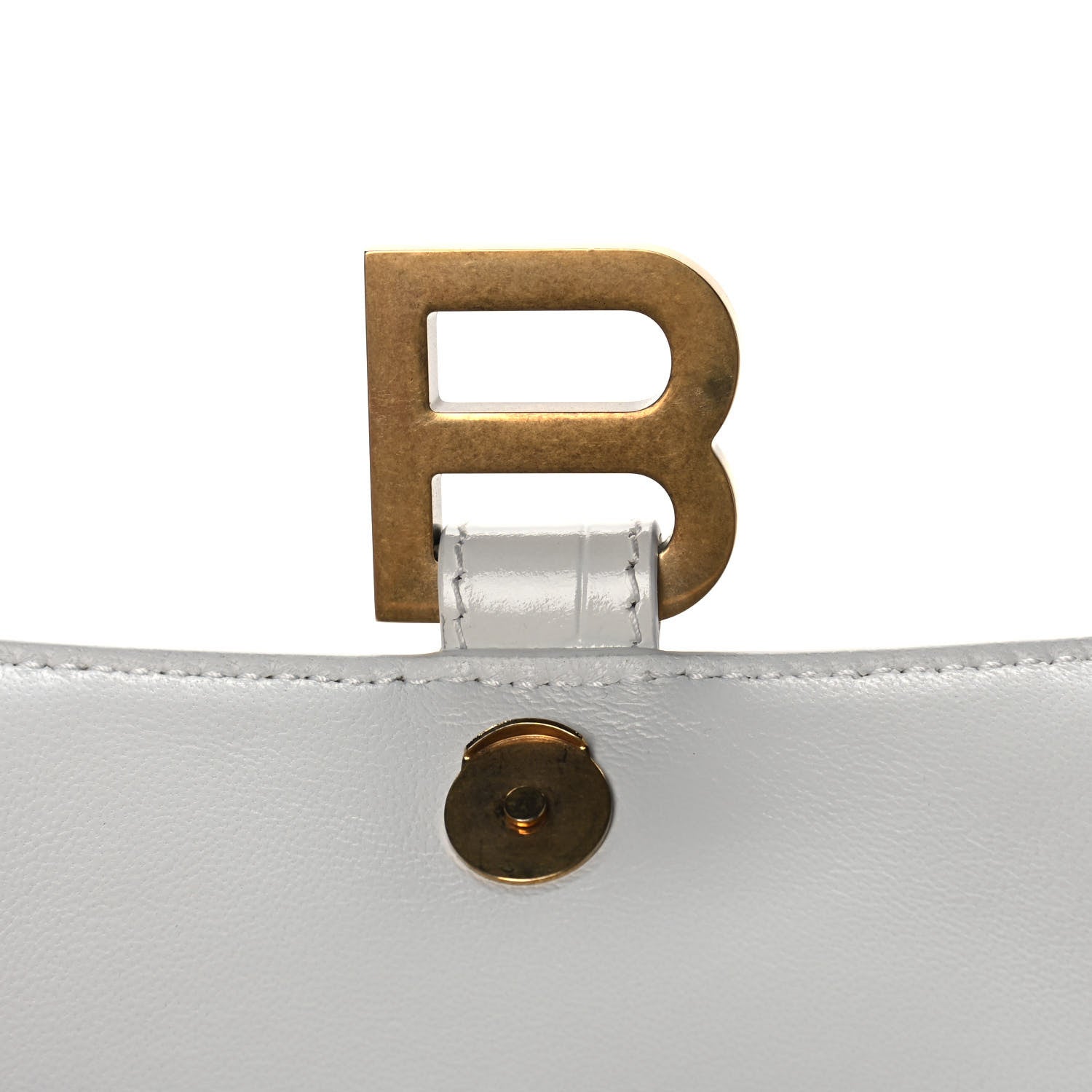 Balenciaga Shiny Calfskin Crocodile Embossed Small Hourglass Top Handle Bag White 8 of 11