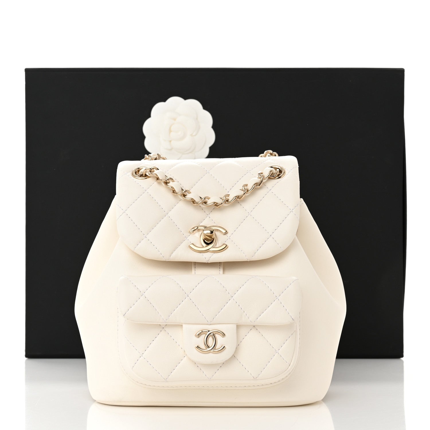 Chanel Lambskin Quilted Small Duma Drawstring Backpack White 12 of 12