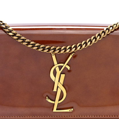 Saint Laurent Patent Small Monogram Kate Satchel Chataigne 7 of 9