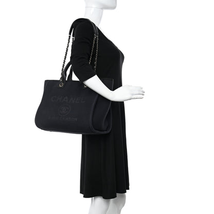 Chanel Mixed Fibers Small Deauville Tote Black 2 of 16