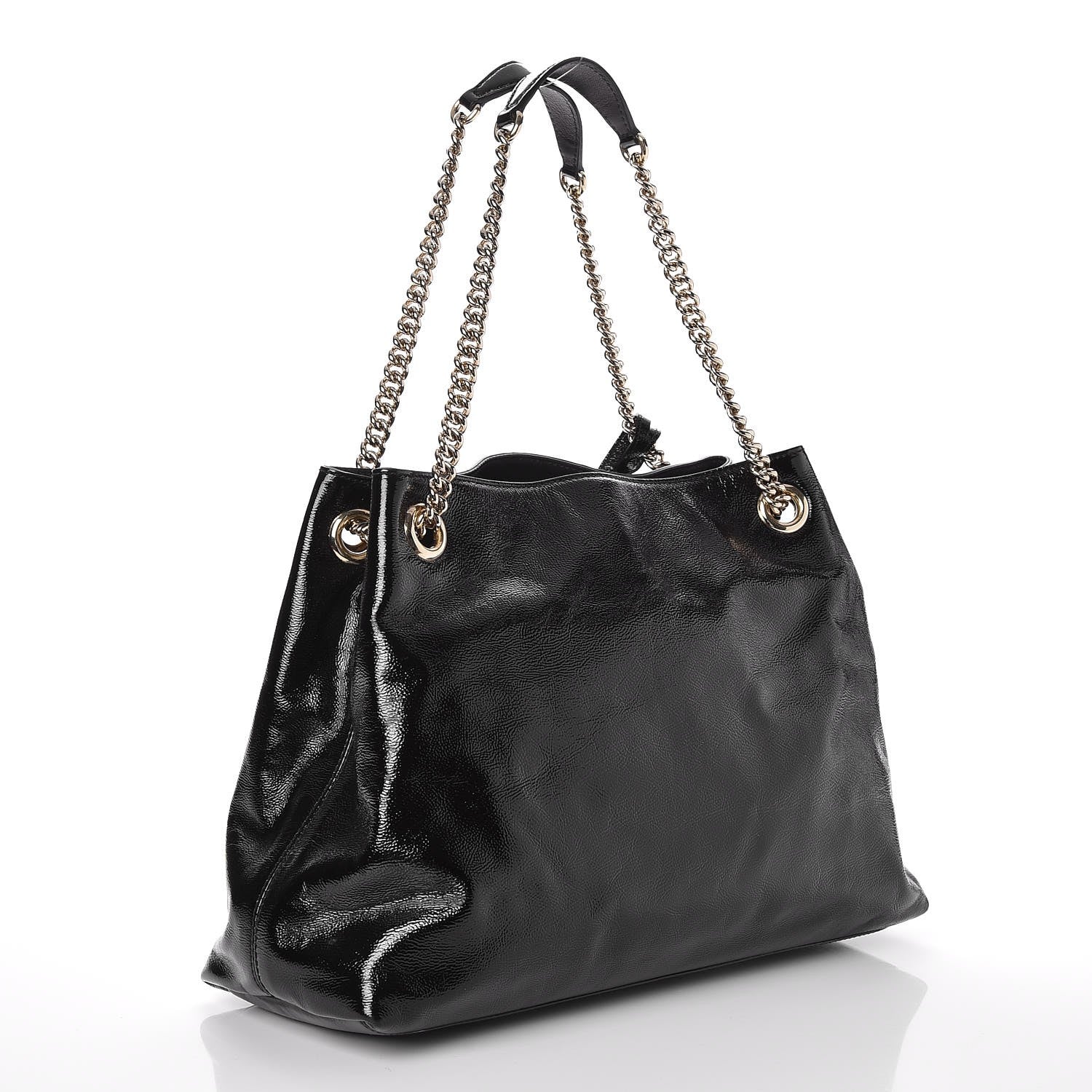 Gucci Patent Medium Soho Chain Shoulder Bag Black 3 of 7