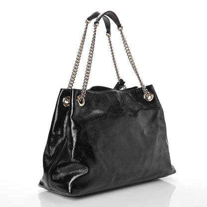 Gucci Patent Medium Soho Chain Shoulder Bag Black 3 of 7
