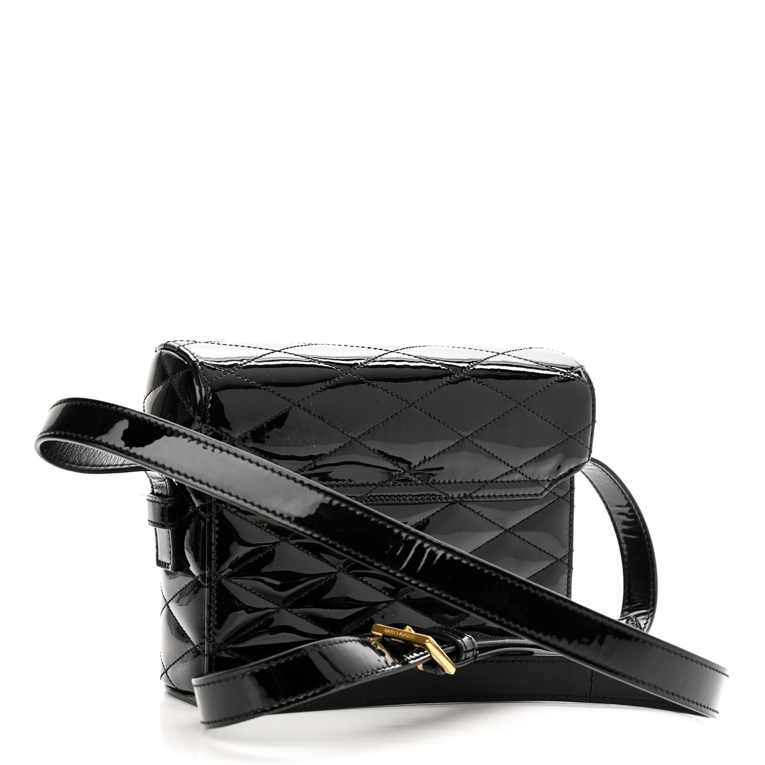Saint Laurent Patent Matelasse Monogram June Box Bag Black 3 of 9