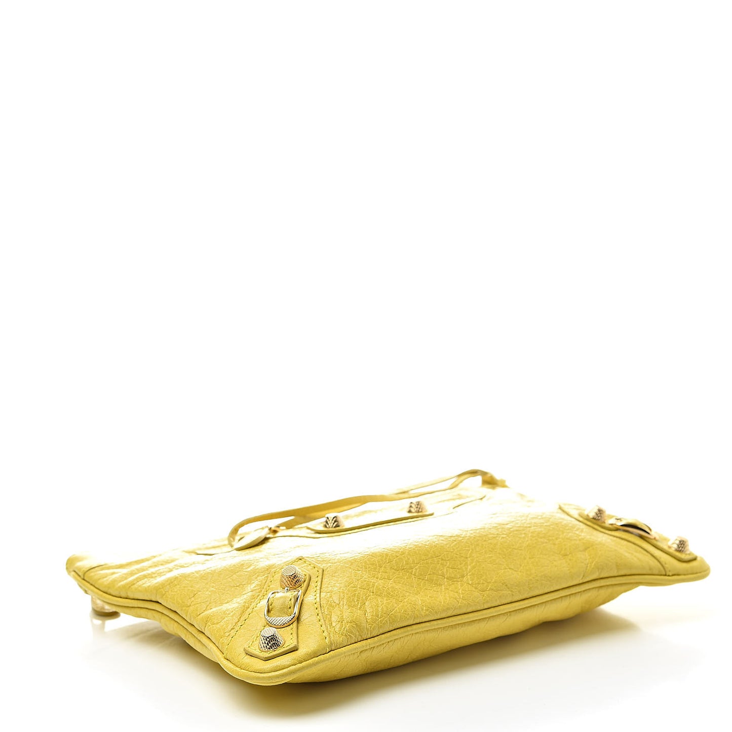 Agneau Giant 12 Gold Hardware Flat Handle Clutch Curry