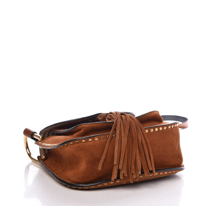 Chloe Suede Calfskin Braided Small Hudson Shoulder Bag Caramel 4 of 9