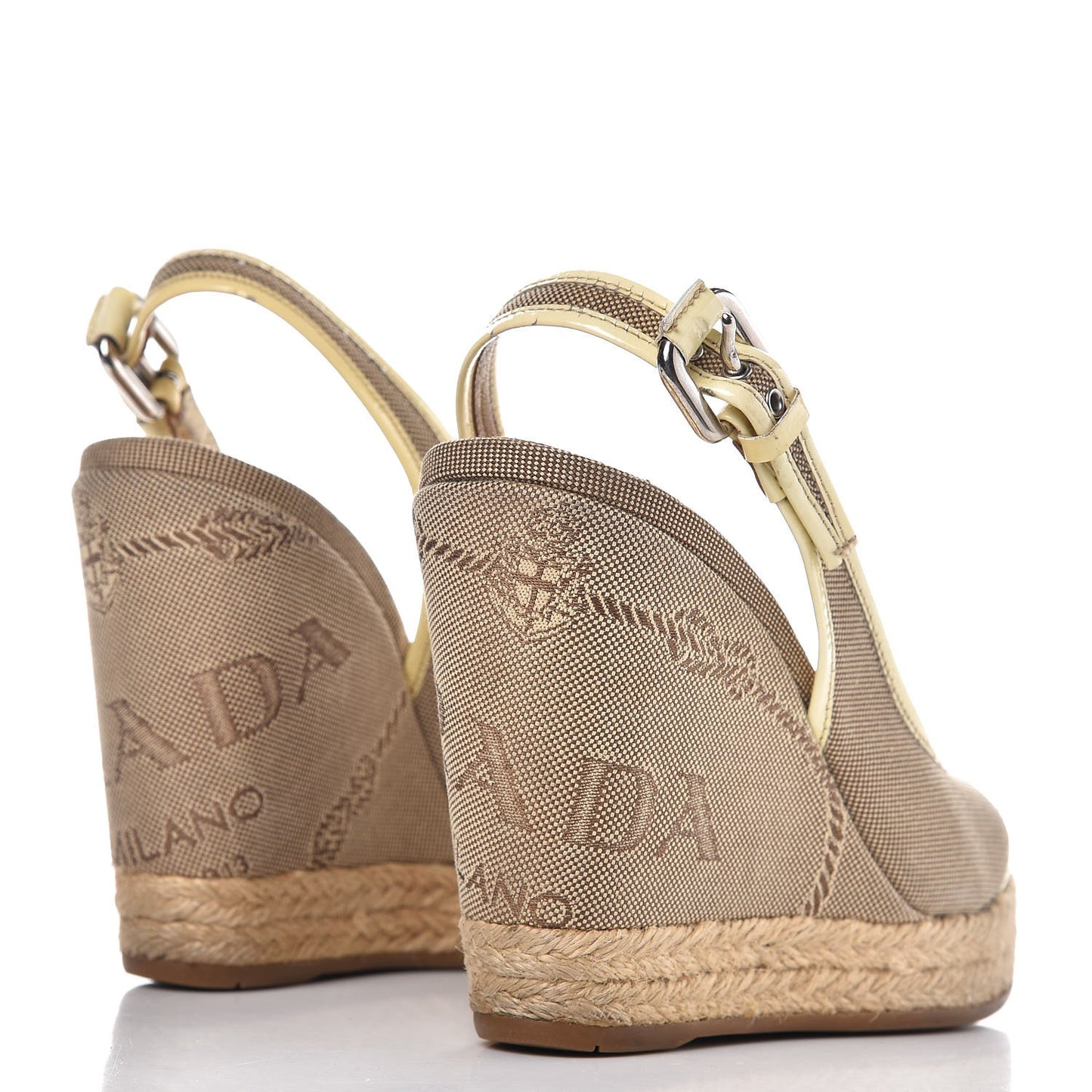 Jacquard Logo Wedge Sandals 35.5 Corda Yellow