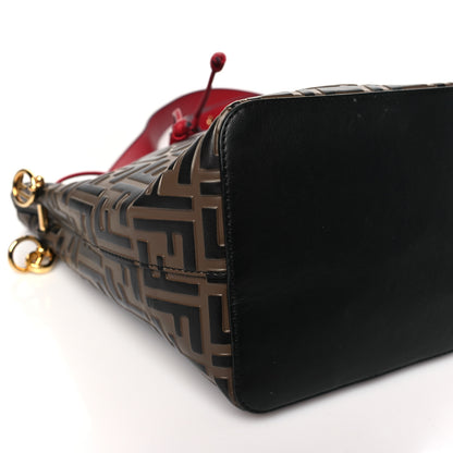 Fendi Vitello Grace F is Fendi Bi-Color FF 1974 Embossed Grande Mon Tresor Bucket Bag Maya Black Fragola 9 of 11