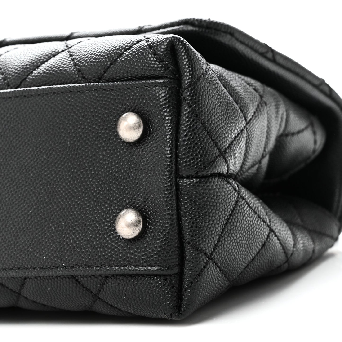 Caviar Lizard Embossed Quilted Mini Coco Handle Flap Black