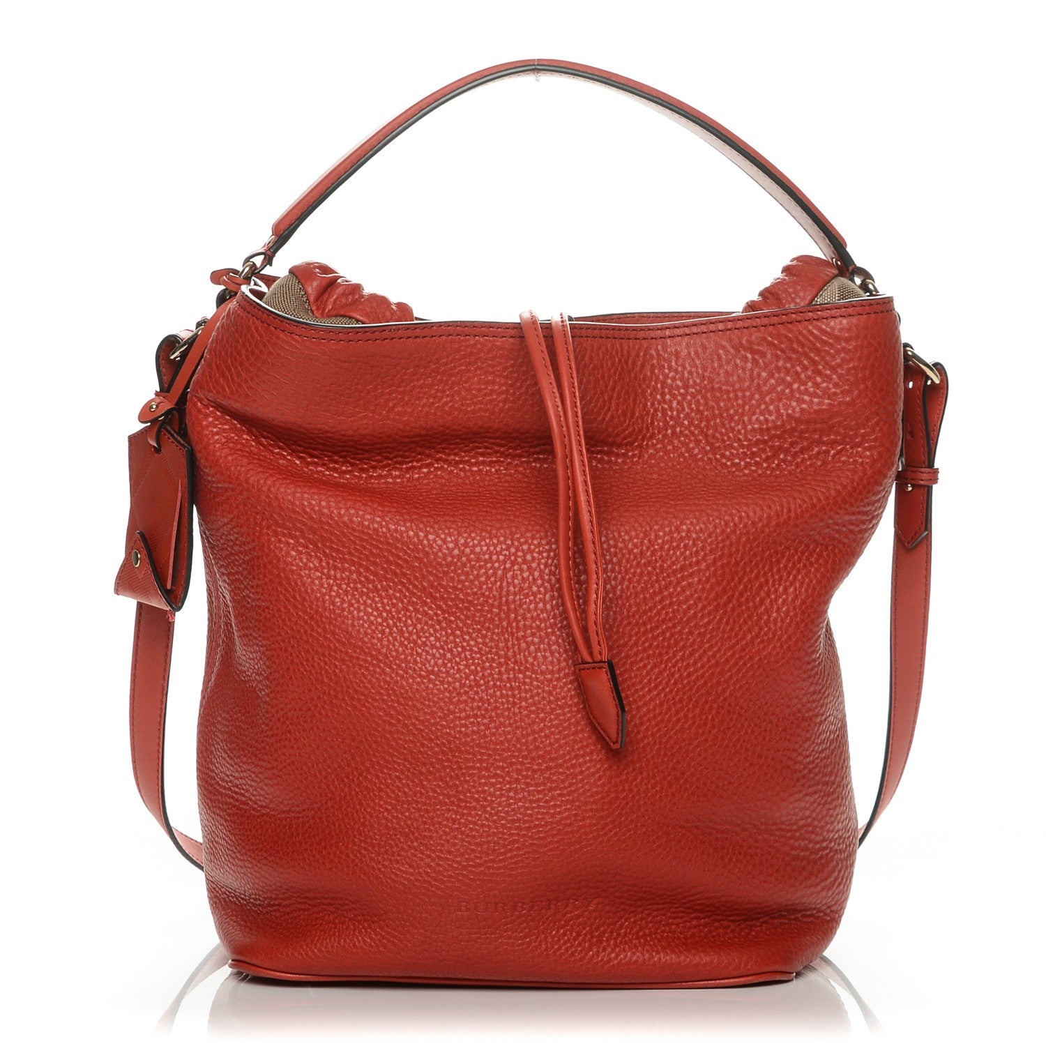 Burberry Grainy Calfskin Medium Ashby Hobo Cadmium Red 1 of 6