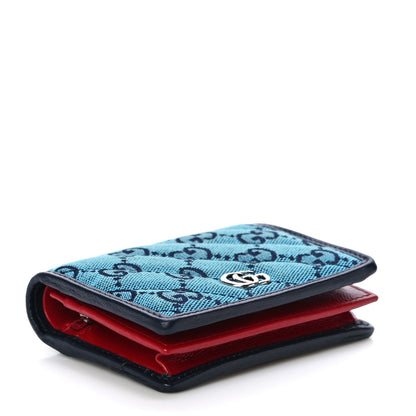 Gucci Monogram Multicolor Matelasse Diagonal GG Marmont Card Case Wallet Light Blue Pink Blue Hibiscus Red 4 of 10
