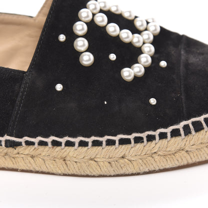 Chanel Suede Pearl CC Espadrilles 40 Black 11 of 11