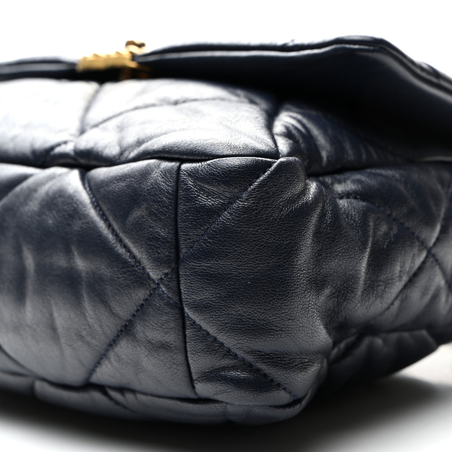 Goatskin Quilted Large Chanel 19 Flap Navy Blue