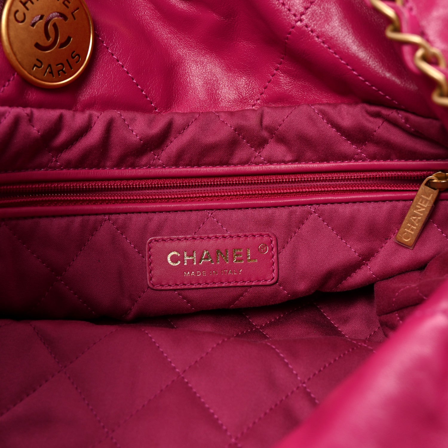 Chanel Shiny Calfskin Quilted Small Chanel 22 Fuchsia 6 of 11