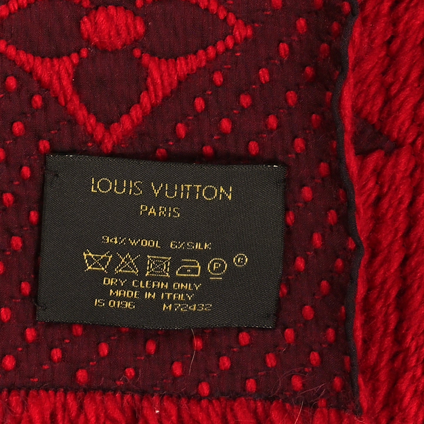 Wool Silk Logomania Scarf Rubis