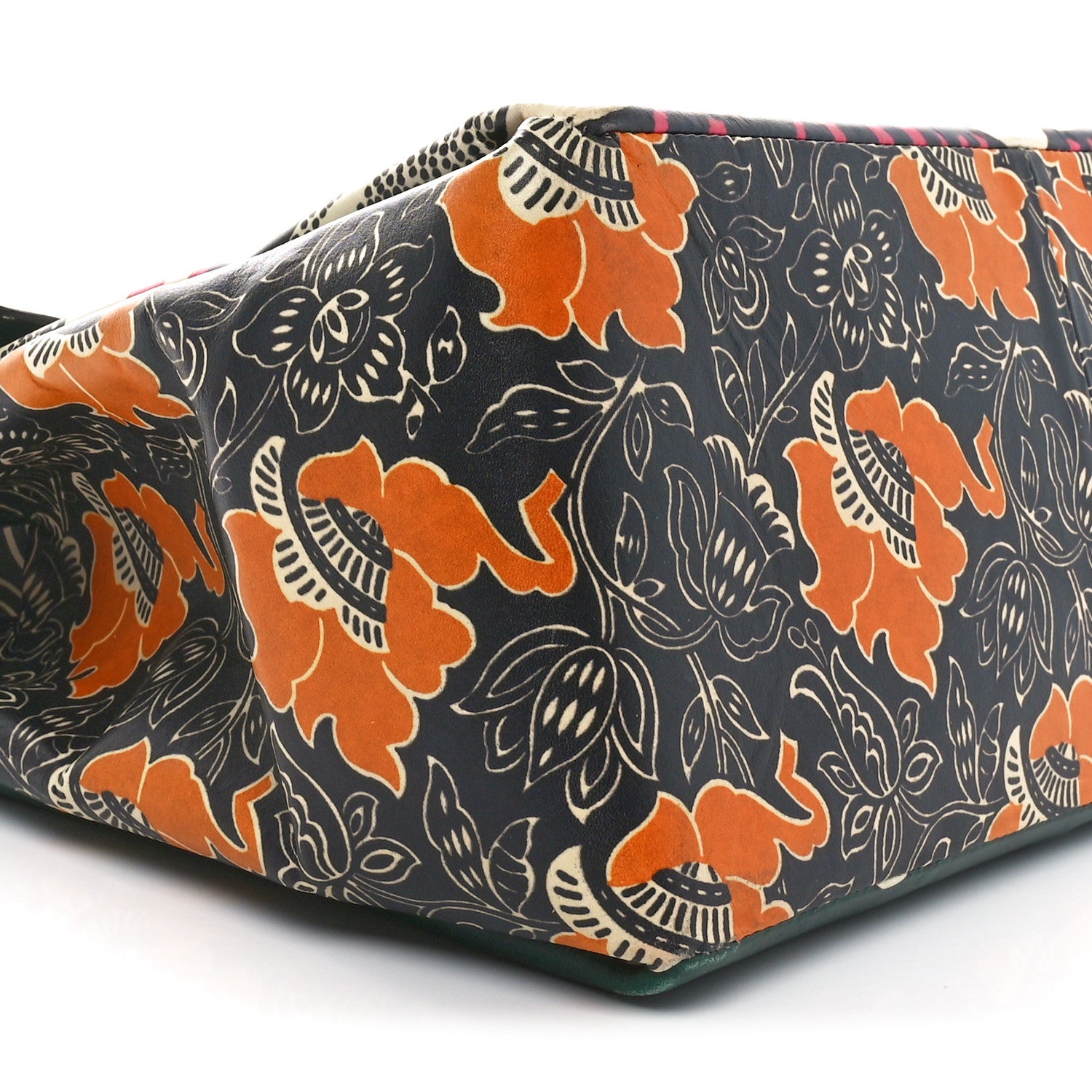 Valentino Garavani Calfskin Floral Print Mime Single Handle Bag Green 8 of 9