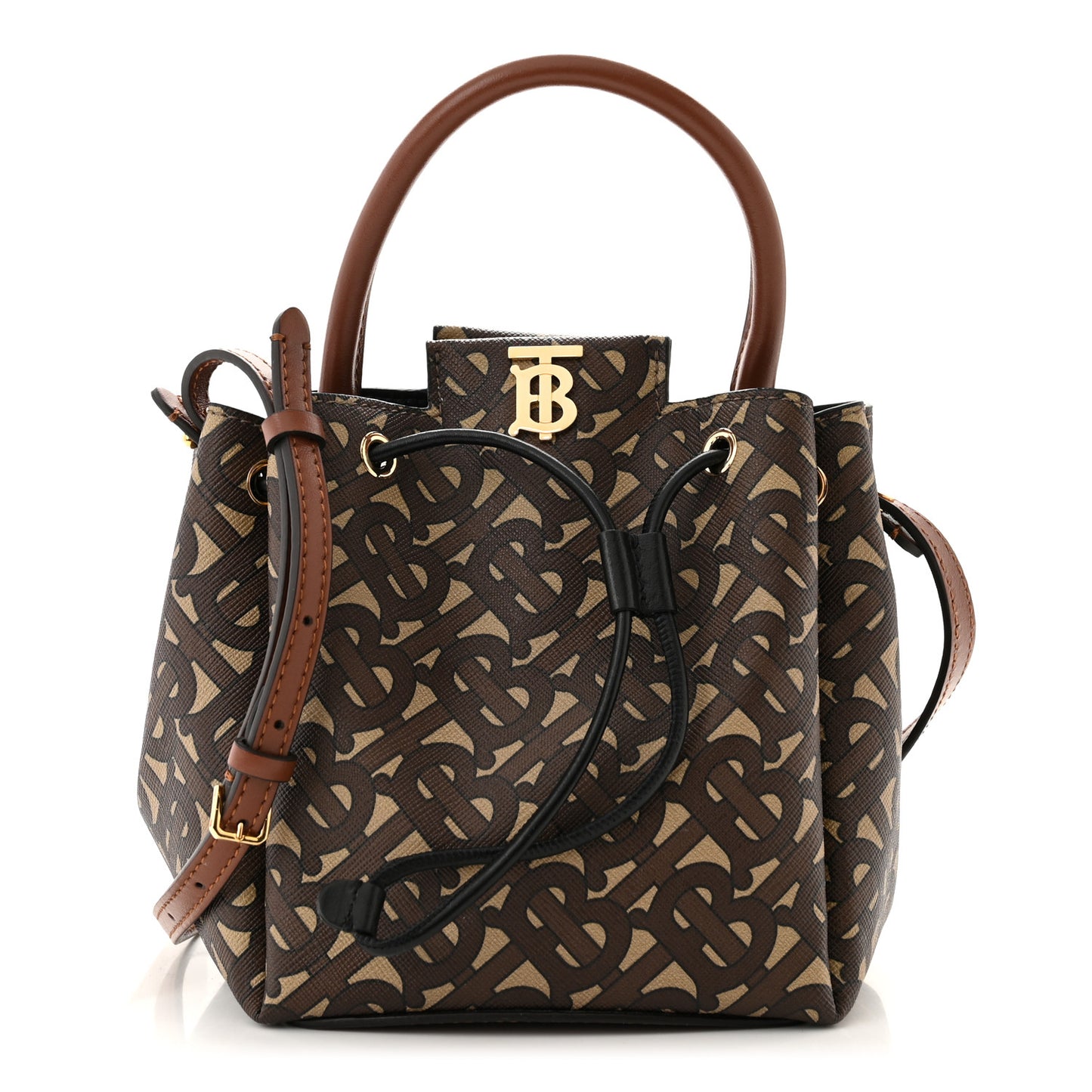 E-canvas Monogram TB Bucket Bag Bridle Brown
