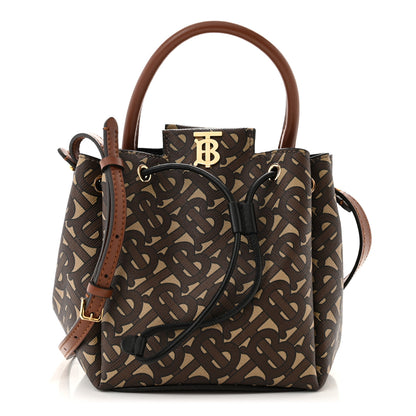 Burberry E-canvas Monogram TB Bucket Bag Bridle Brown 1 of 9