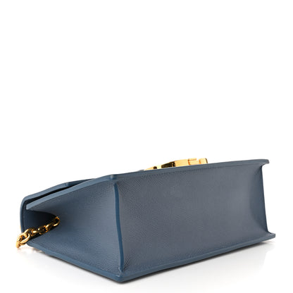 Christian Dior Grained Calfskin Embossed 30 Montaigne Chain Flap Bag Blue 4 of 12