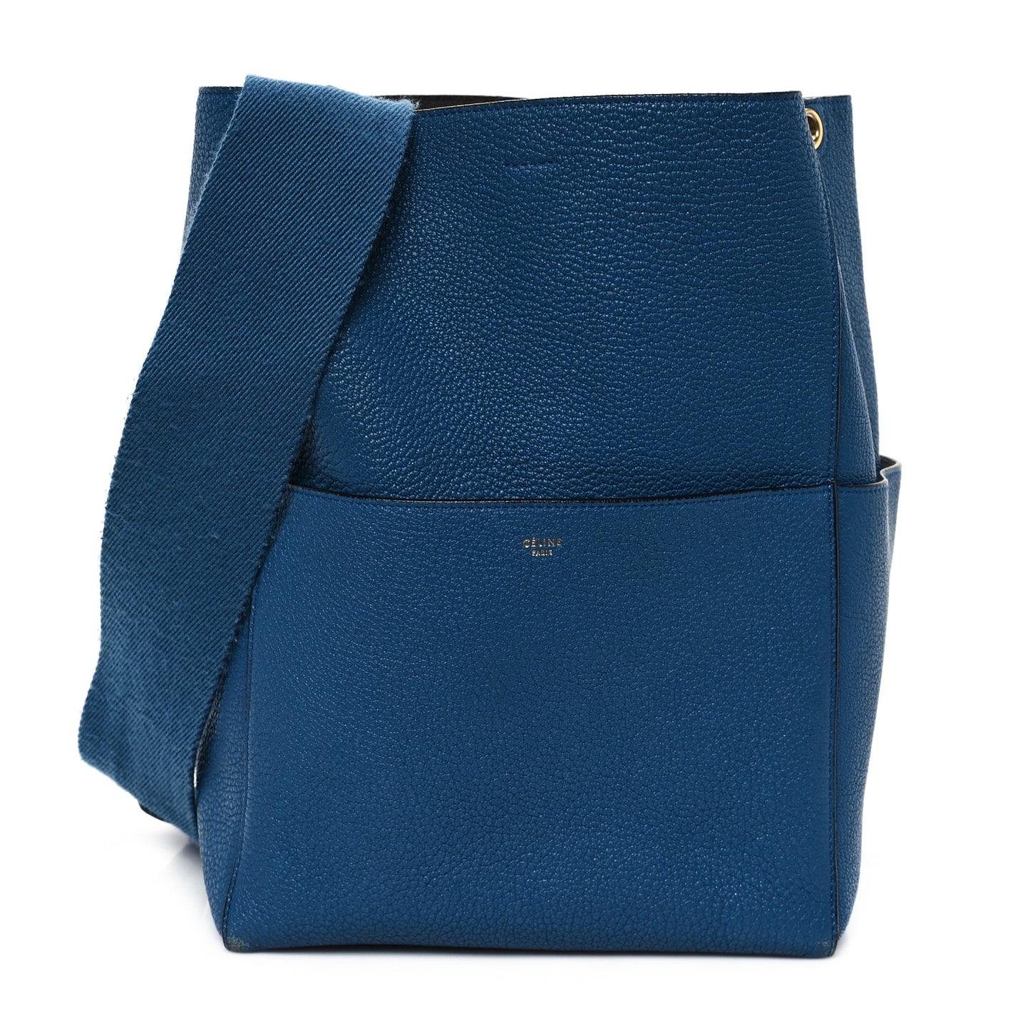 Goatskin Sangle Bucket Bag Blue
