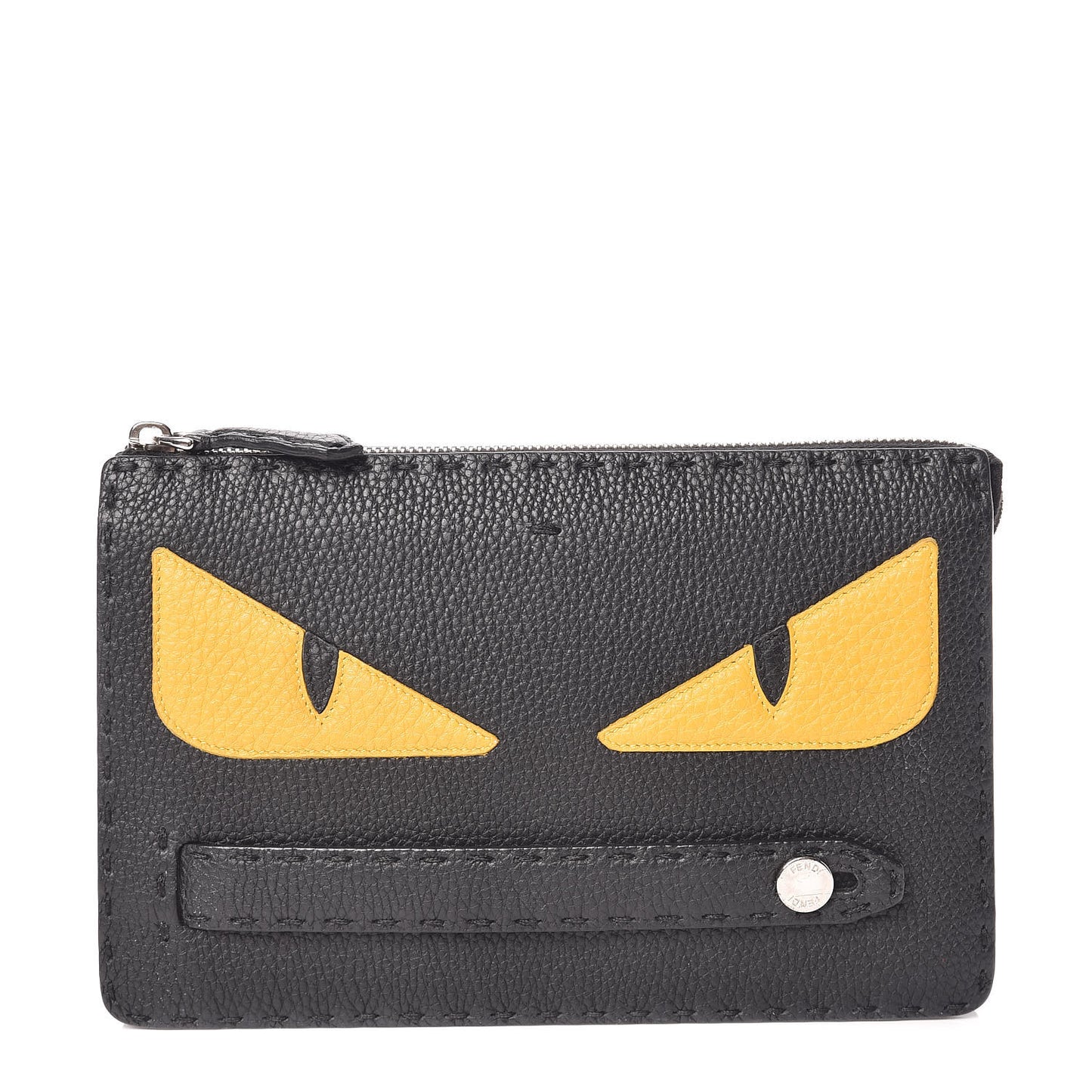 Cuoio Romano Selleria Monster Eyes Inlay Slim Clutch Black Sunflower