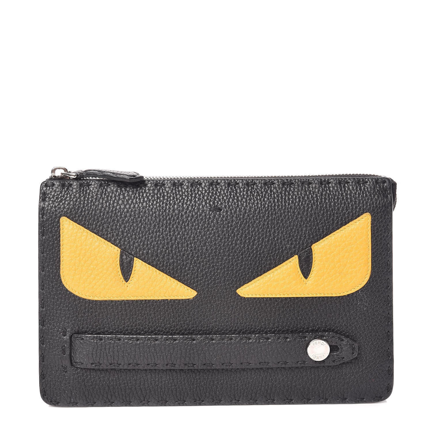Fendi Cuoio Romano Selleria Monster Eyes Inlay Slim Clutch Black Sunflower 1 of 10