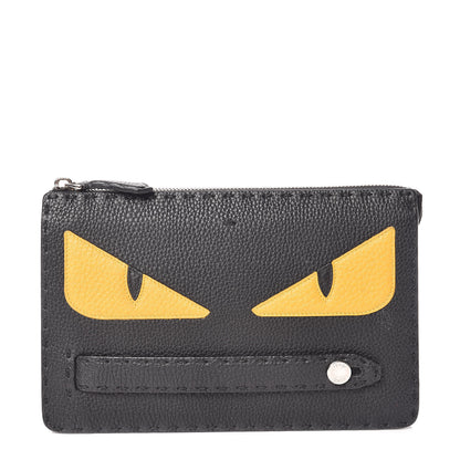 Fendi Cuoio Romano Selleria Monster Eyes Inlay Slim Clutch Black Sunflower 1 of 10