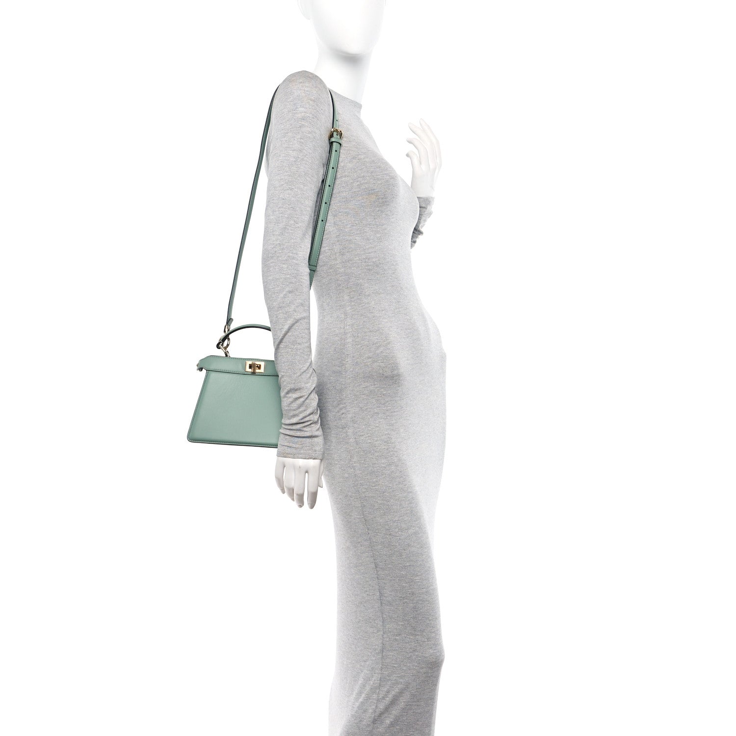 Fendi Shiny Nappa Petite Peekaboo I SEE U Satchel Menta 2 of 12