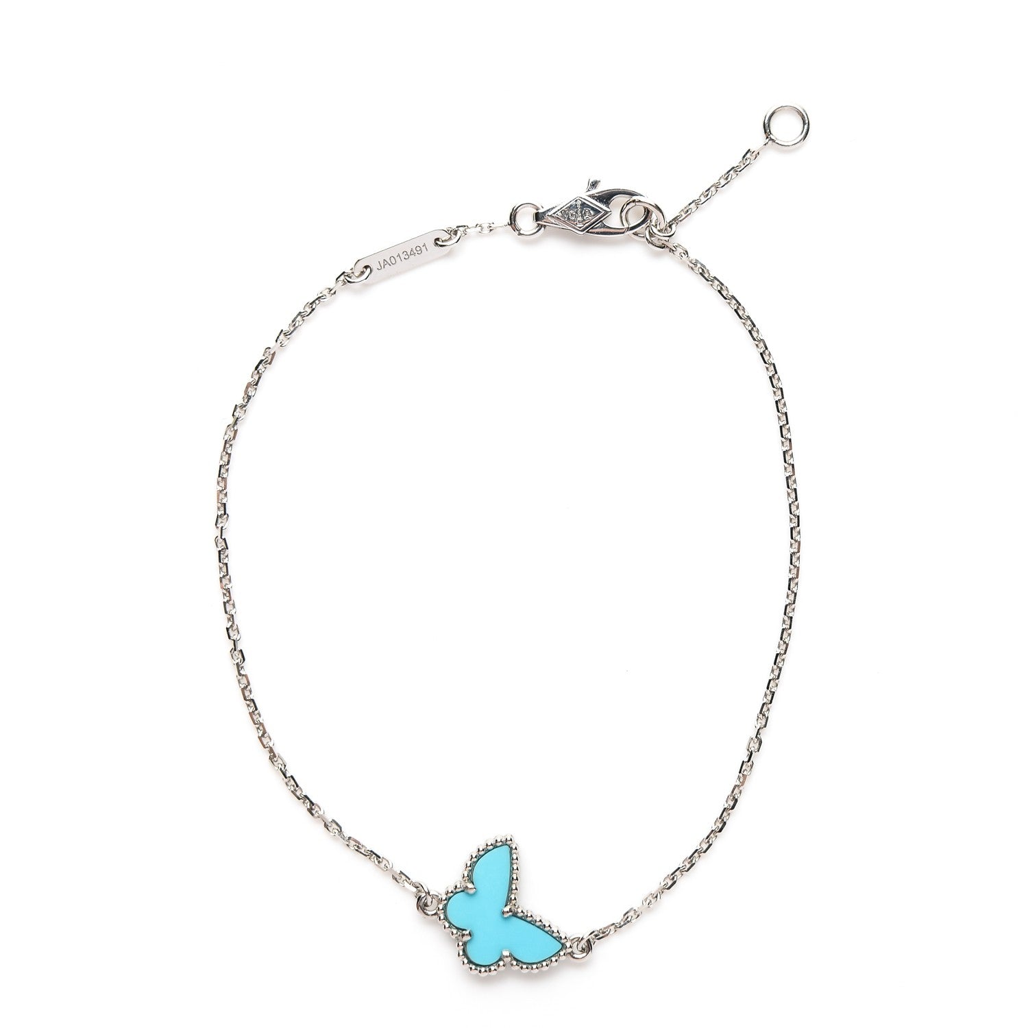 Van Cleef & Arpels 18K White Gold Turquoise Sweet Alhambra Butterfly Bracelet 1 of 5