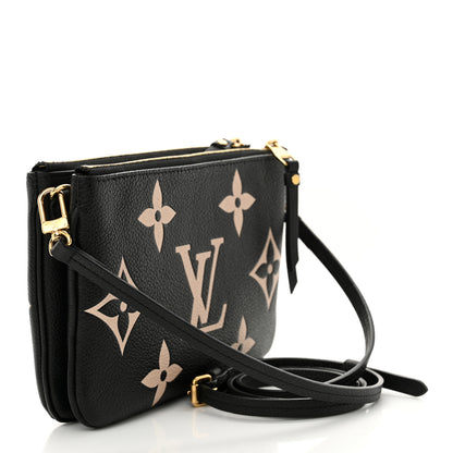 Louis Vuitton Empreinte Monogram Giant Double Zip Pochette Black Cream 3 of 11
