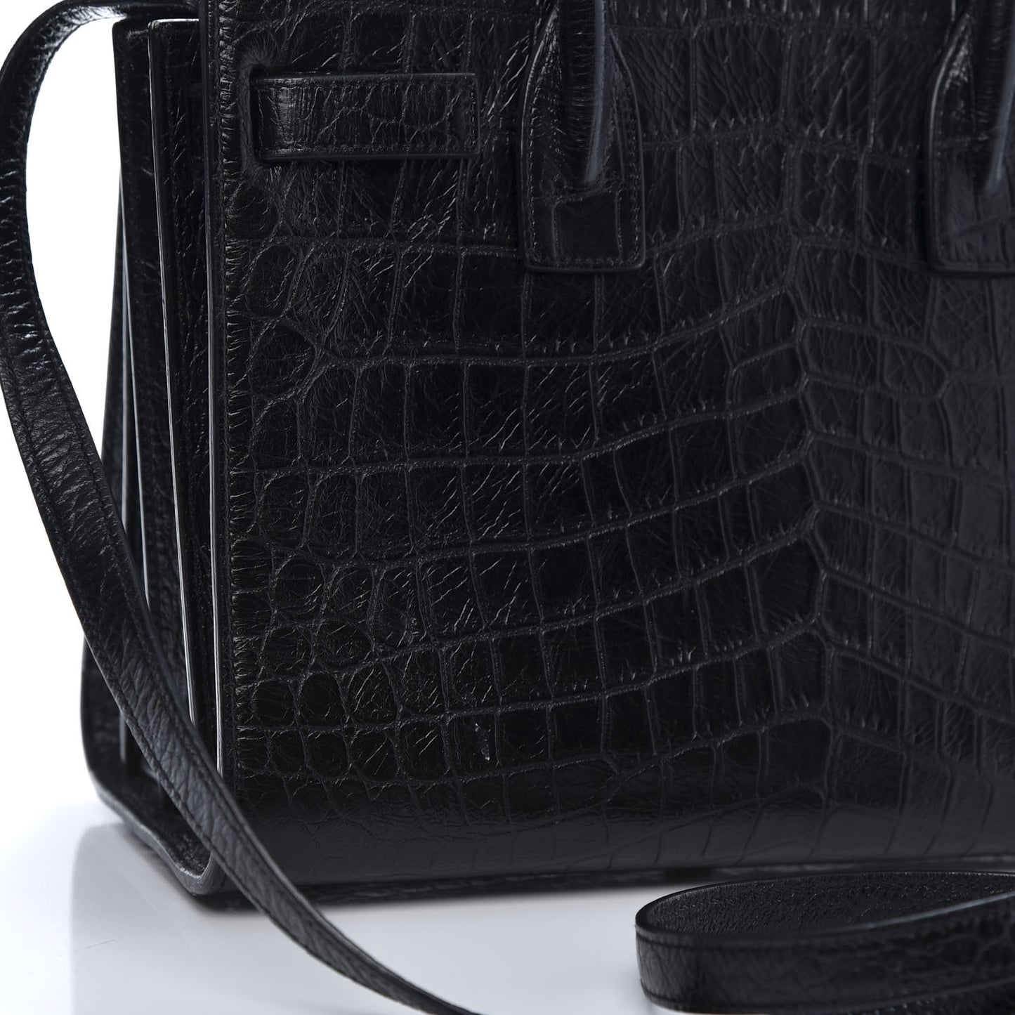 Calfskin Crocodile Embossed Baby Sac De Jour Black