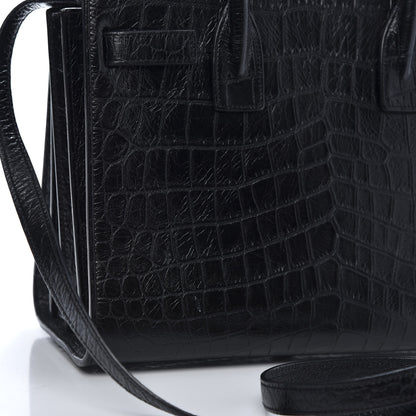 Saint Laurent Calfskin Crocodile Embossed Baby Sac De Jour Black 10 of 14