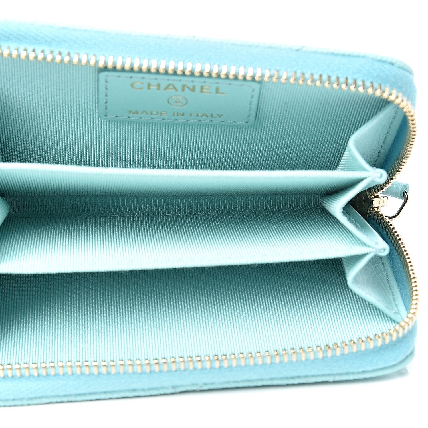 Chanel Caviar Quilted Zip Coin Purse Light Blue 4 of 7