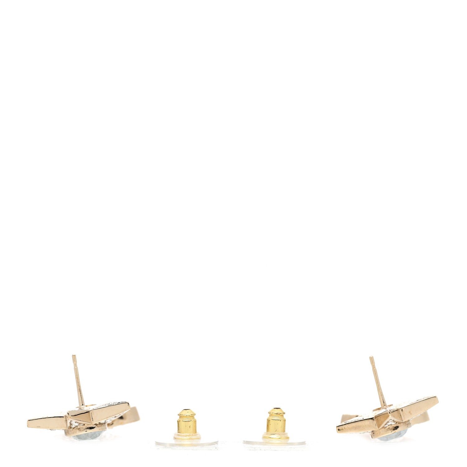 Chanel Crystal CC Star Drop Earrings Gold Blue Pink 4 of 5