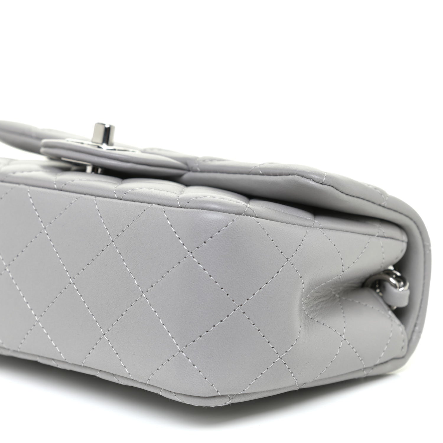 Chanel Lambskin Quilted Mini Rectangular Flap Grey 7 of 16