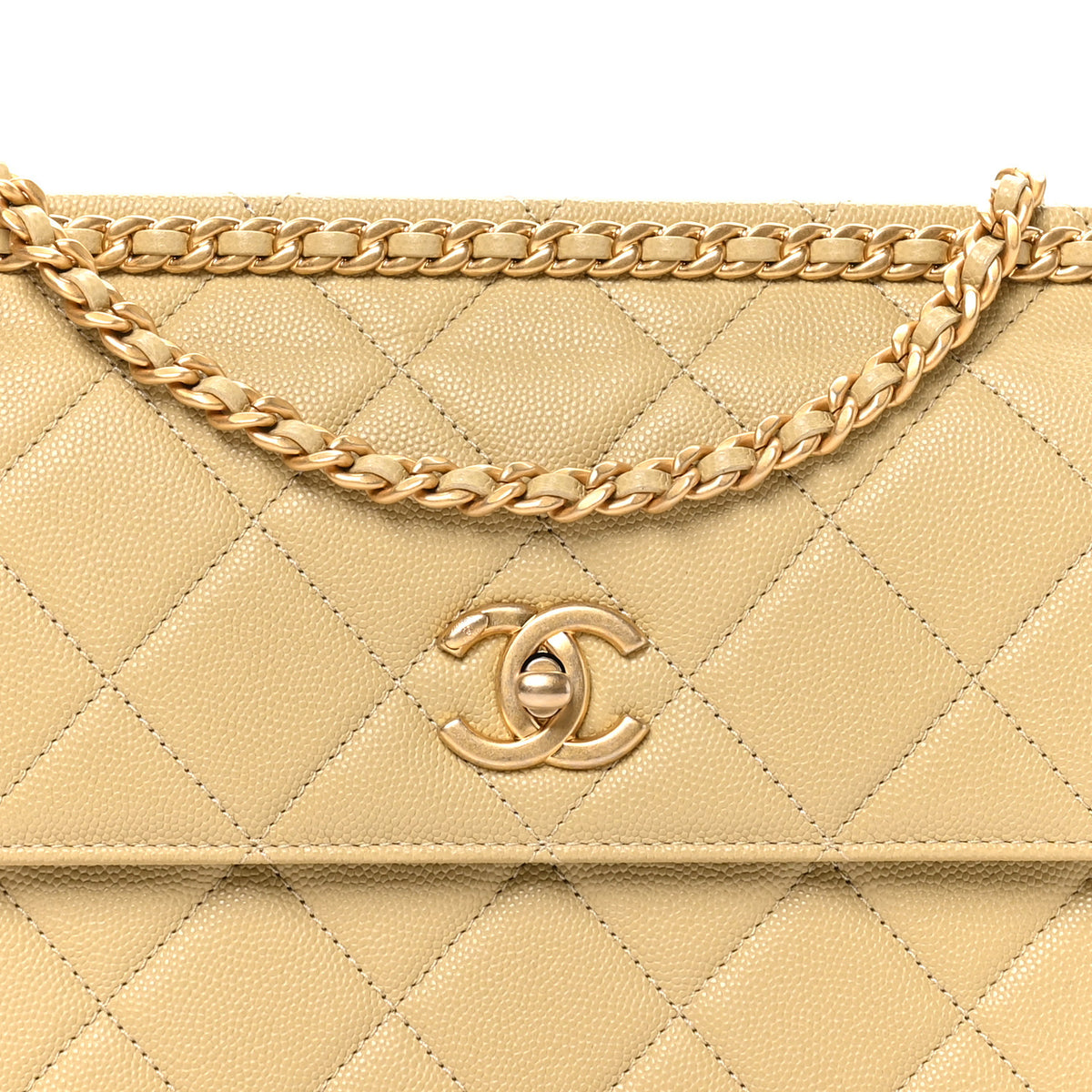 Chanel Caviar Quilted Chain Frame Flap  Light Green 8 of 10