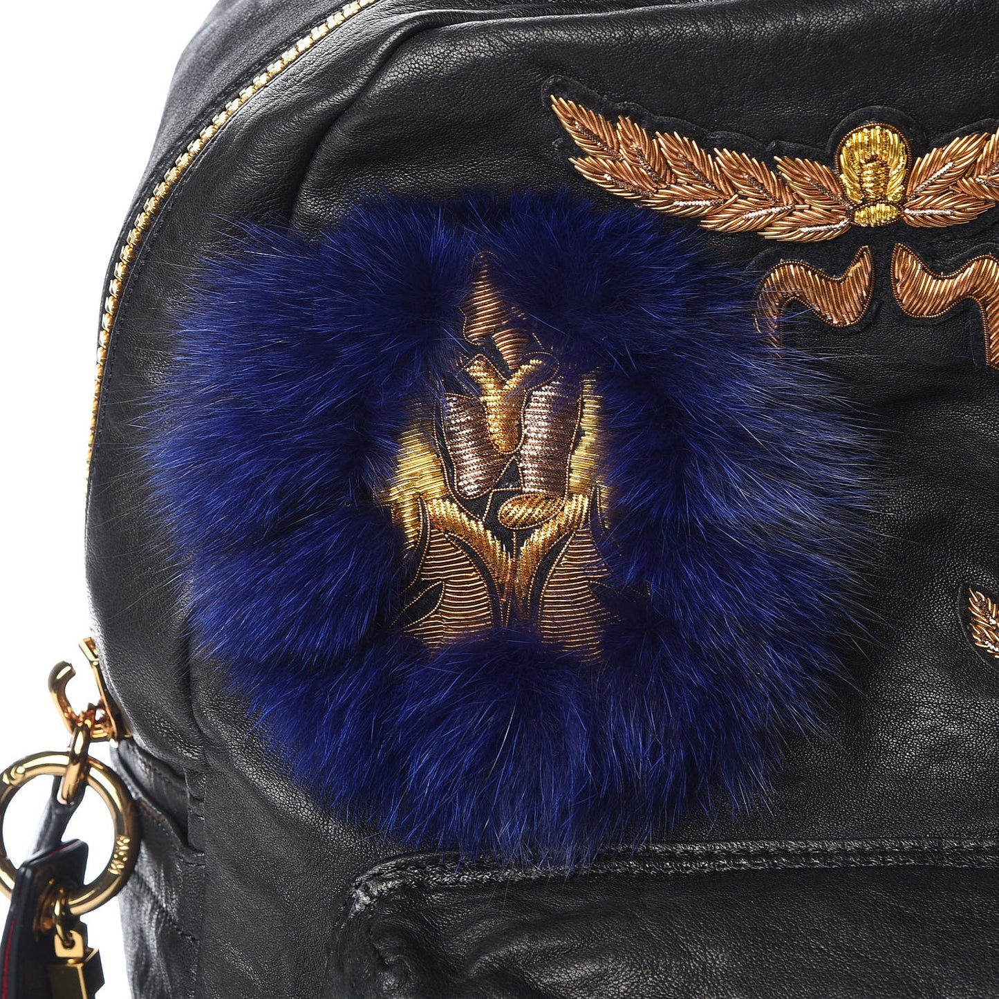 Lambskin Fox Fur Medium Stark Insignia Backpack Black