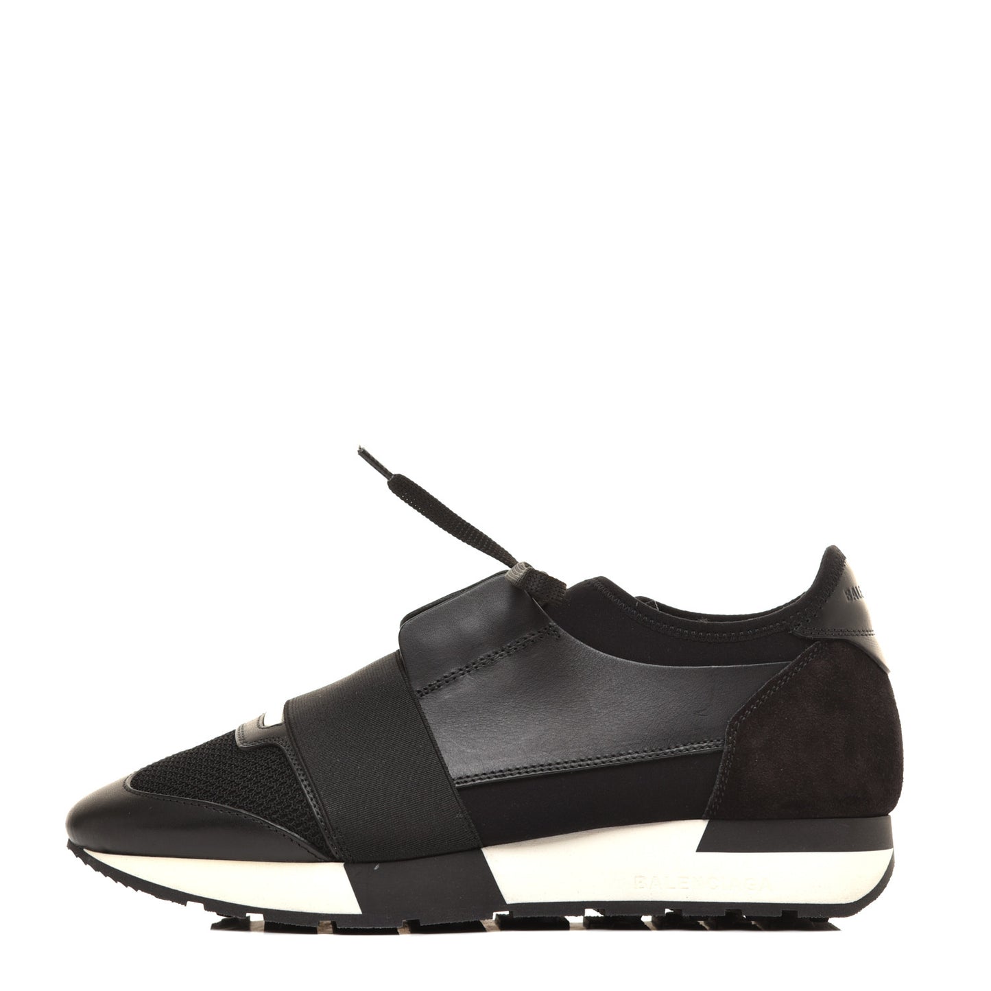Mesh Calfskin Neoprene Suede Womens Race Runner Sneakers 38 Black