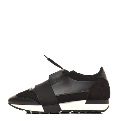 Balenciaga Mesh Calfskin Neoprene Suede Womens Race Runner Sneakers 38 Black 1 of 10