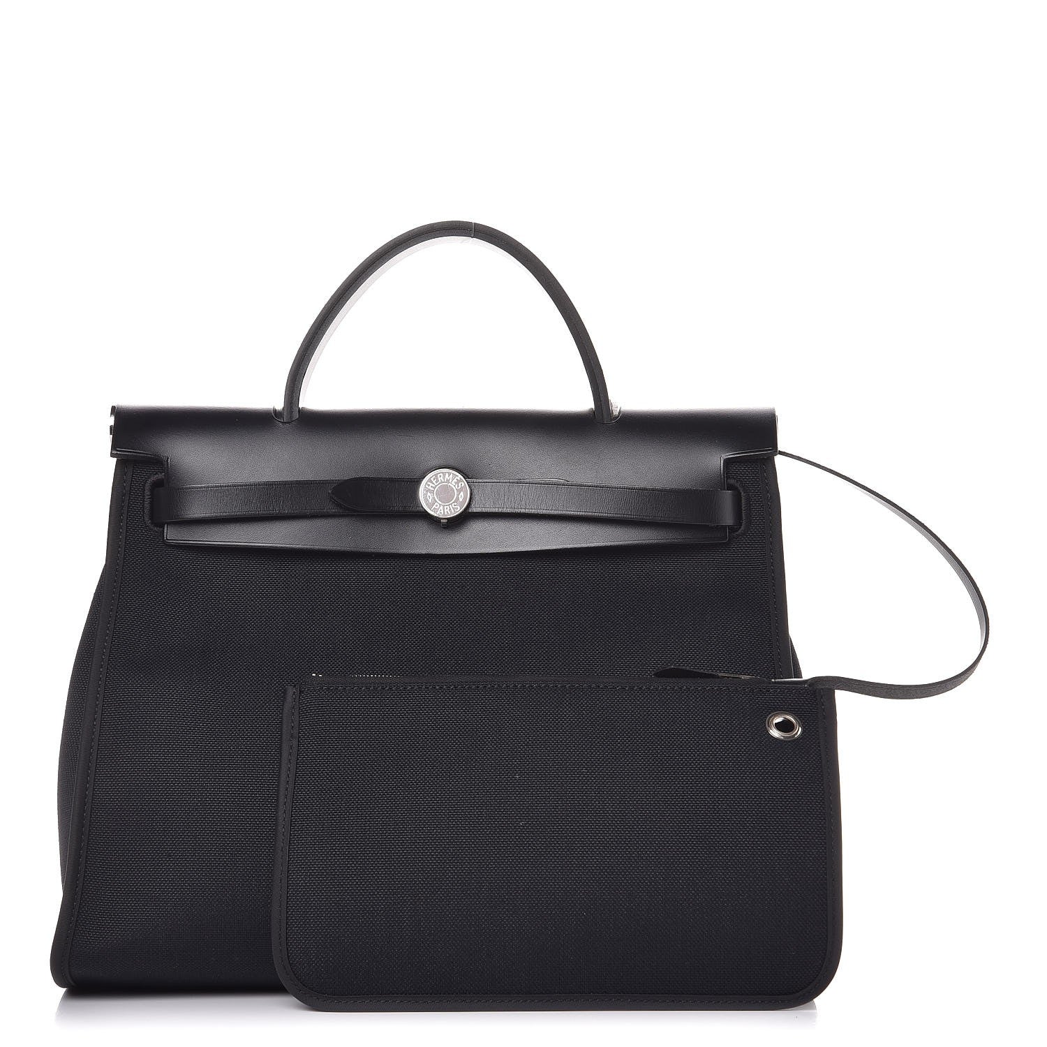 Hermes Military Toile Vache Hunter Herbag Zip PM 31 Black 3 of 9