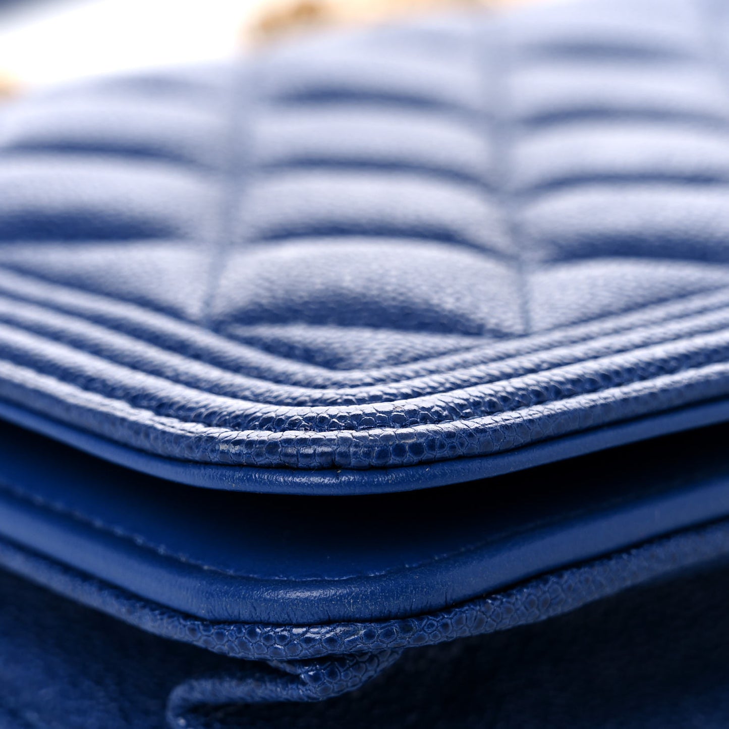 Caviar Quilted Boy Wallet On Chain WOC Blue