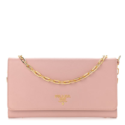 Prada Saffiano Metal Oro Chain Wallet Orchidea 1 of 8