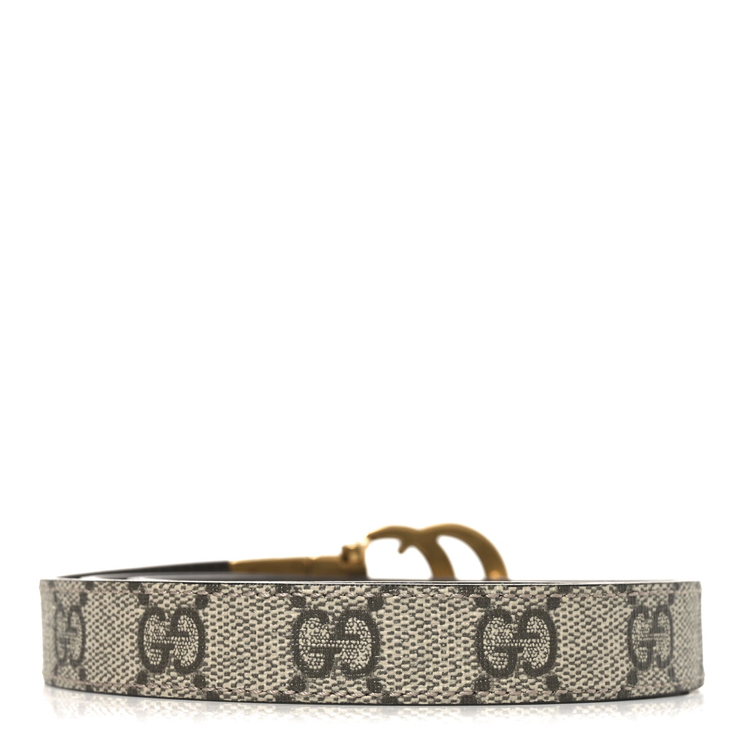 Gucci Calfskin GG Supreme Monogram Double G Reversible 20mm Belt 75 30 Beige New Acero 2 of 6