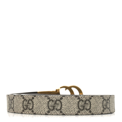 Gucci Calfskin GG Supreme Monogram Double G Reversible 20mm Belt 75 30 Beige New Acero 2 of 6