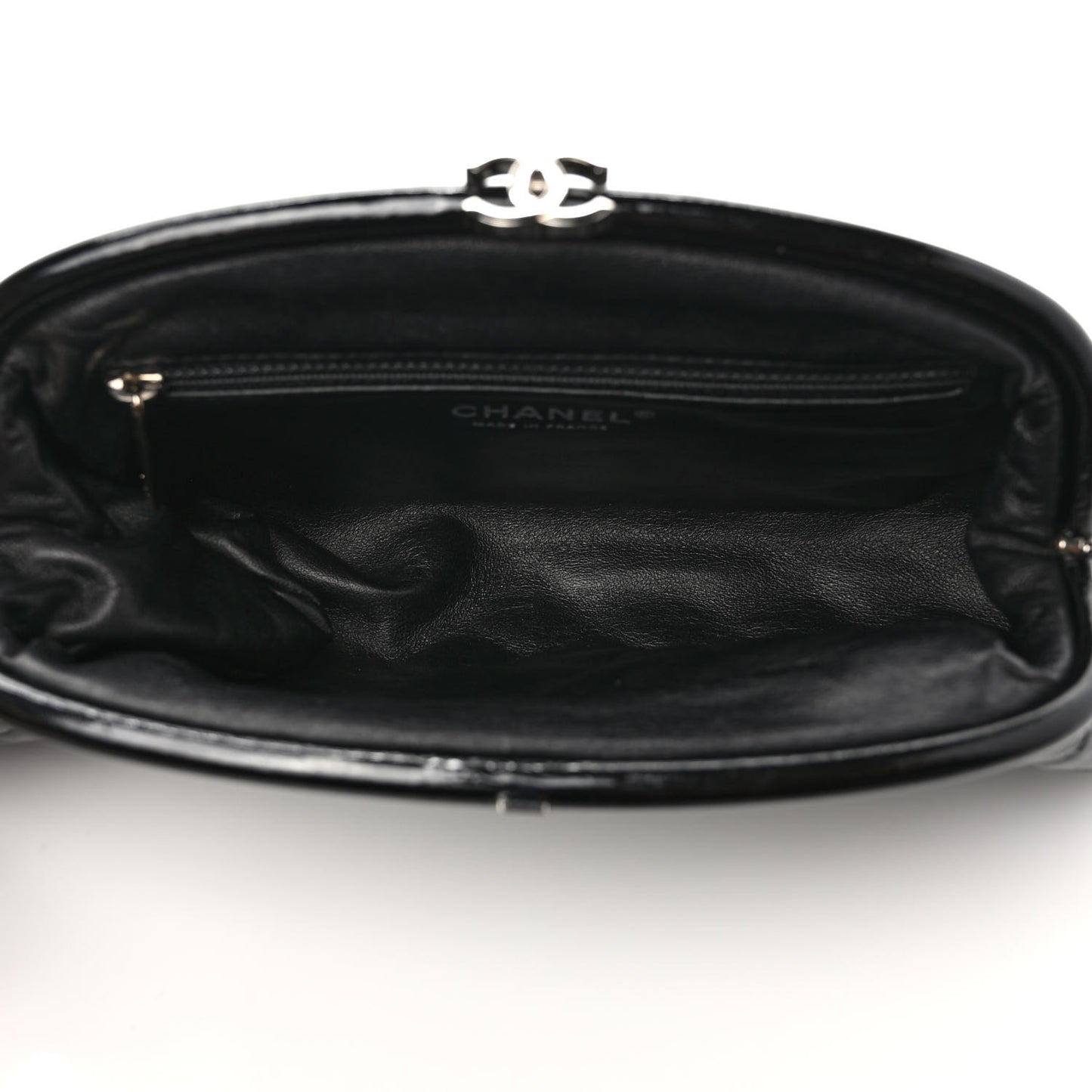 Distressed Patent Quilted Timeless Clutch Black
