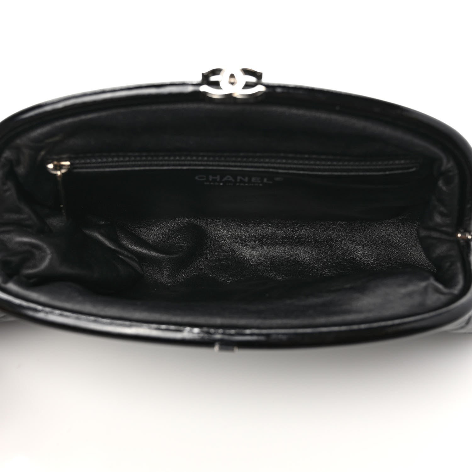 Chanel Distressed Patent Quilted Timeless Clutch Black 5 of 6