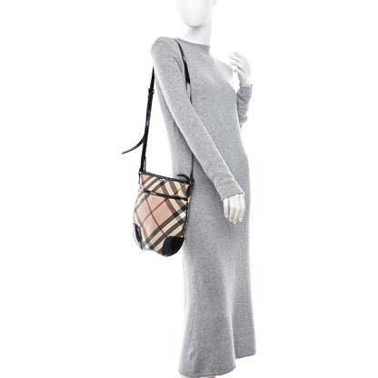Burberry Patent Nova Check Crossbody Bag Black 2 of 8